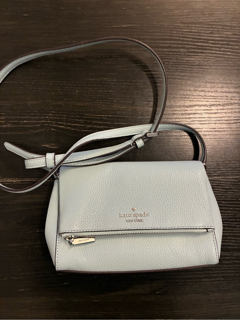 kate spade light blue pebbled leather crossbody bag